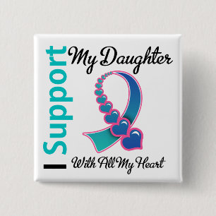 Thyroid Cancer I Support My Daughter 2 Inch Square Button