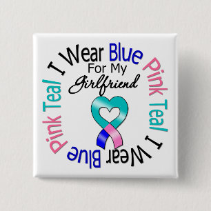 Thyroid Cancer I Wear Heart Ribbon For Girlfriend 2 Inch Square Button