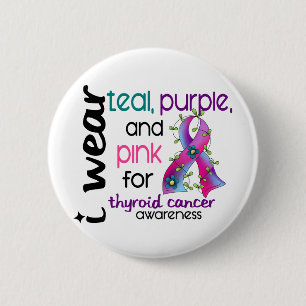 Thyroid Cancer I Wear Ribbon For Awareness 43 2 Inch Round Button