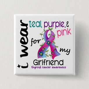 Thyroid Cancer I Wear Ribbon For My Girlfriend 43 2 Inch Square Button