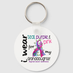 Thyroid Cancer I Wear Ribbon For My Granddaughter Keychain