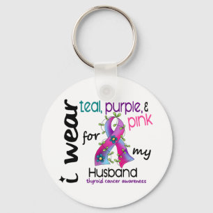 Thyroid Cancer I Wear Ribbon For My Husband 43 Keychain