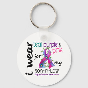 Thyroid Cancer I Wear Ribbon For My Son-In-Law 43 Keychain
