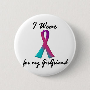 Thyroid Cancer I WEAR THYROID RIBBON 1 Girlfriend 2 Inch Round Button
