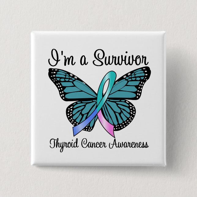 Thyroid Cancer I'm a Survivor 2 Inch Square Button (Front)