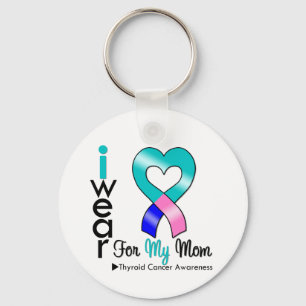 Thyroid Cancer Ribbon For My Mom Keychain