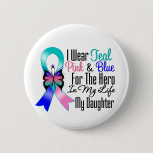 Thyroid Cancer Ribbon Hero My Daughter 2 Inch Round Button
