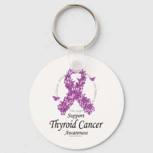 Thyroid Cancer Ribbon of Butterflies Keychain