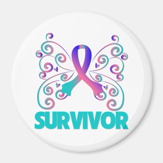Thyroid Cancer Survivor Butterfly Magnet (Front)
