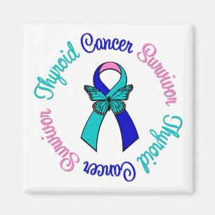 Thyroid Cancer Survivor Butterfly Ribbon Magnet