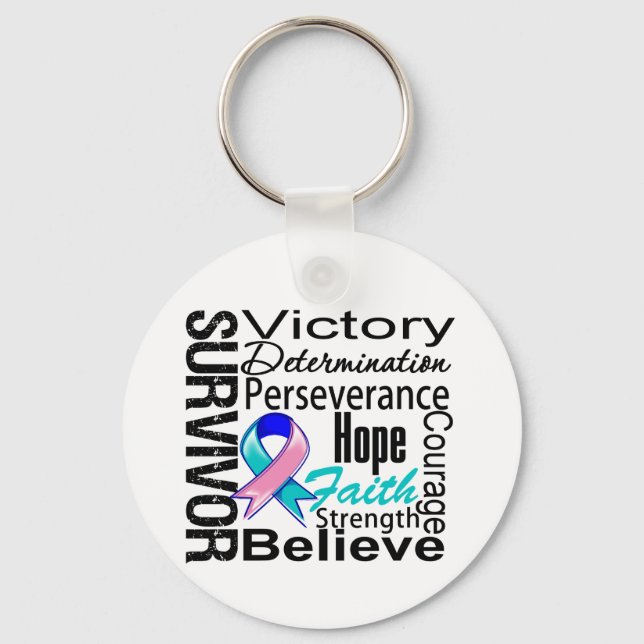 Thyroid Cancer Survivor Collage Keychain (Front)