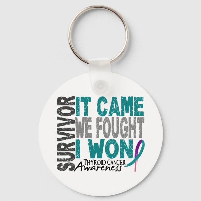 Thyroid Cancer Survivor It Came We Fought I Won Keychain (Front)