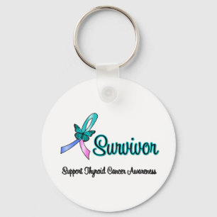 Thyroid Cancer Survivor Ribbon Butterfly Keychain
