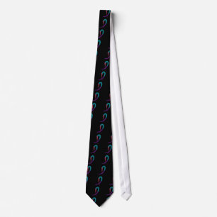 Thyroid Cancer Teal, Purple, And Pink Ribbon A4 Tie