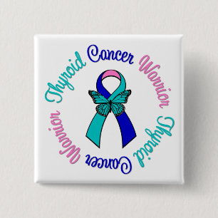 Thyroid Cancer Warrior Butterfly 2 Inch Square Button
