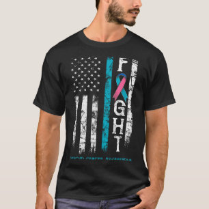 Thyroid Cancer Warrior US Flag T-Shirt