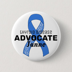 Thyroid Disease Advocate Ribbon White Button