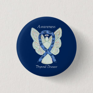 Thyroid Disease Awareness Angel Paisley Ribbon Pin