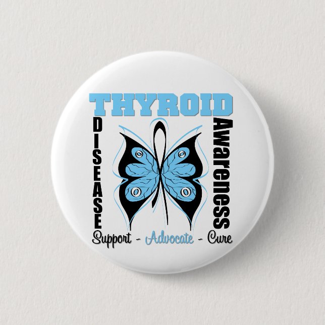 Thyroid Disease Awareness Butterfly 2 Inch Round Button (Front)
