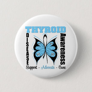 Thyroid Disease Awareness Butterfly 2 Inch Round Button