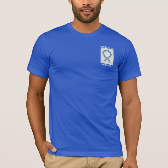 Thyroid Disease Awareness Paisley Blue Ribbon Tee (Front)