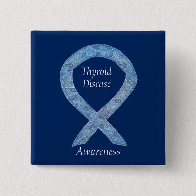 Thyroid Disease Awareness Paisley Ribbon Pin (Front)