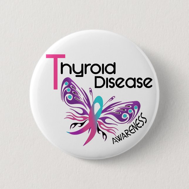 Thyroid Disease BUTTERFLY 3.1 2 Inch Round Button (Front)