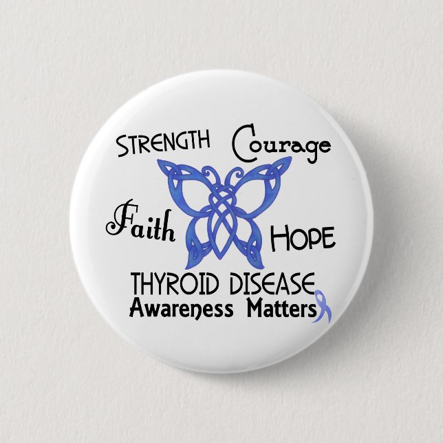 Thyroid Disease Celtic Butterfly 3 2 Inch Round Button (Front)