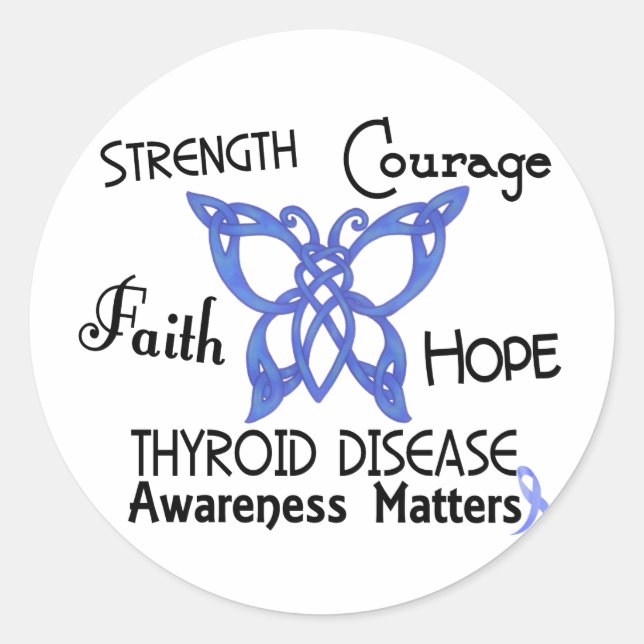 Thyroid Disease Celtic Butterfly 3 Classic Round Sticker (Front)