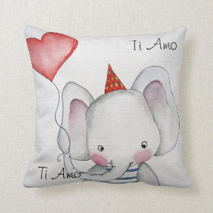 Ti Amo Baby Elephant Throw Pillow