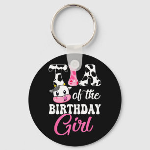 Tia Of The Birthday Girl Farm Cow 1st Birthday Keychain
