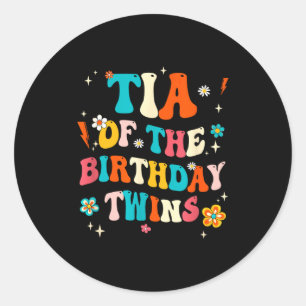 Tia Of The Birthday Twins Boys Girls Party Retro B Classic Round Sticker