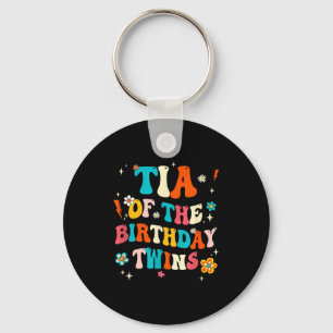 Tia Of The Birthday Twins Boys Girls Party Retro B Keychain