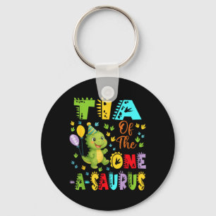 Tia Of The One-A-Saurus 1st Birthday Boy Dinosaur Keychain