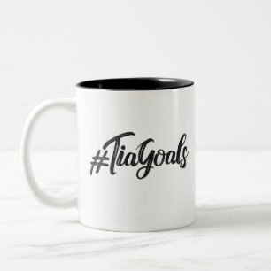 #TiaGoals, Grunge modern script Two-Tone Coffee Mug