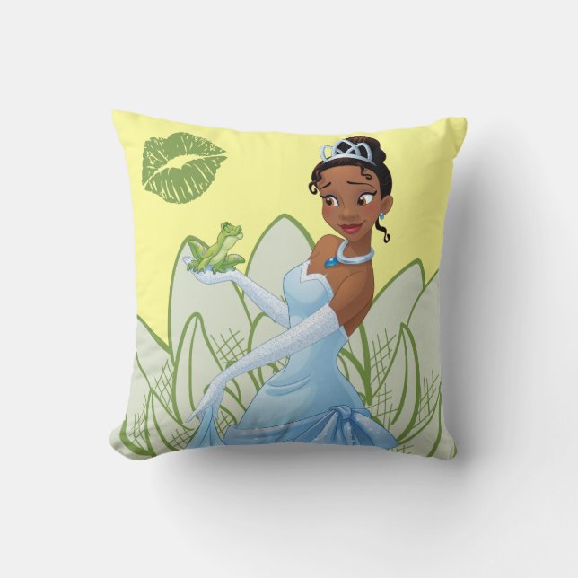 Tiana and the Frog Prince Throw Pillow (Front)
