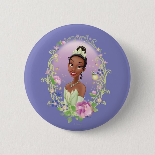 Tiana  Flower Frame Purple 2 Inch Round Button (Front)