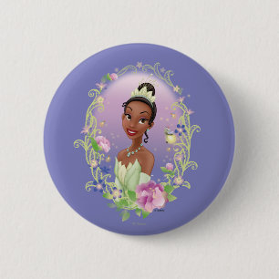 Tiana Flower Frame Purple 2 Inch Round Button
