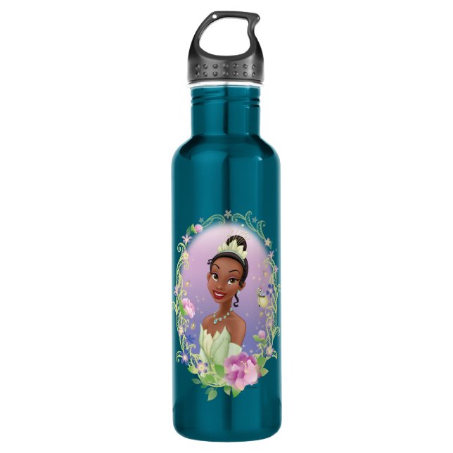 Tiana  Flower Frame Purple 710 Ml Water Bottle (Front)