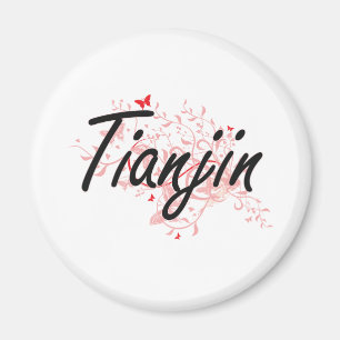 Tianjin China City Artistic design with butterflie Magnet