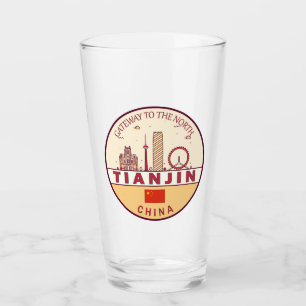 Tianjin China City Skyline Emblem Glass