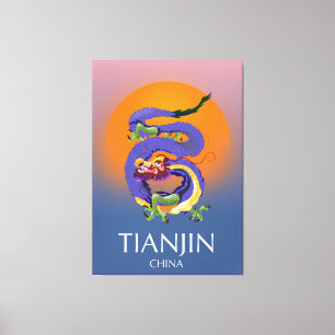 Tianjin China Dragon travel poster Canvas Print