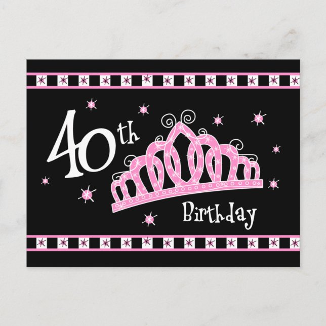 Tiara 40e Anniversaire Carte postale Invitation (Devant)