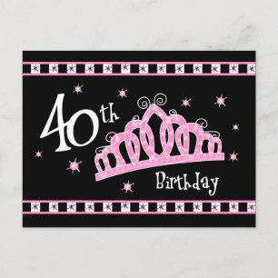 Tiara 40th Birthday Postcard Invitation