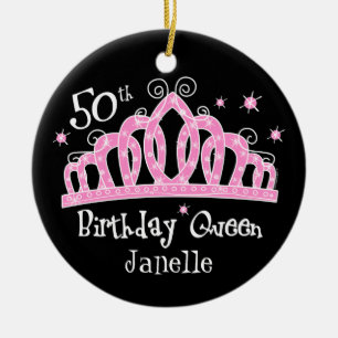 Tiara 50th Birthday Queen DK Ceramic Ornament