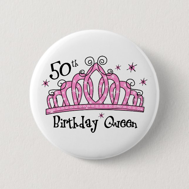 Tiara 50th Birthday Queen LT 2 Inch Round Button (Front)