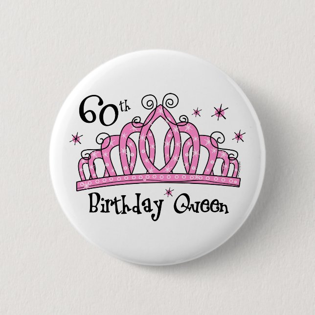 Tiara 60th Birthday Queen LT 2 Inch Round Button (Front)