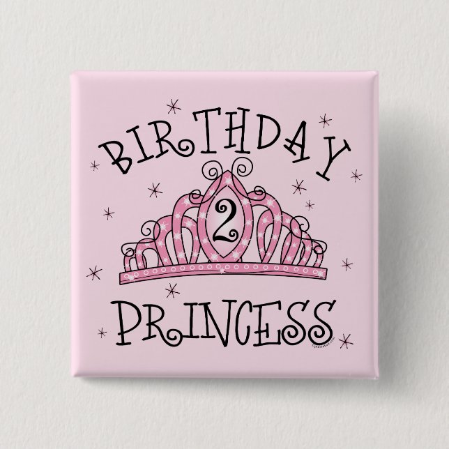 Tiara Birthday Princess 2nd Birthday 2 Inch Square Button (Front)