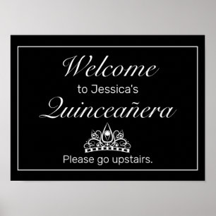 Tiara Black Minimalist Quinceanera Affiche de bien