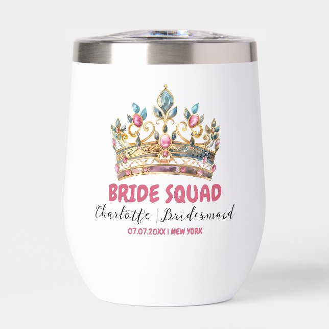 Tiara Bride Squad Bridesmaid Name Bachelorette (Front)